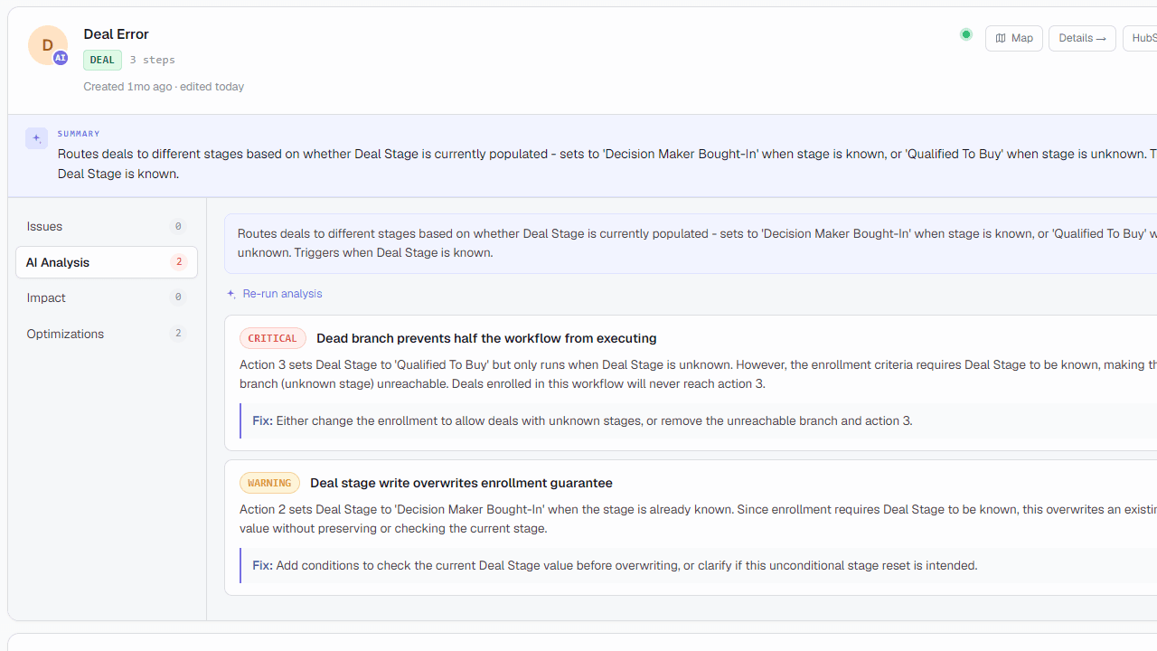 Single AI finding expanded: why it matters and the suggested HubSpot-specific fix