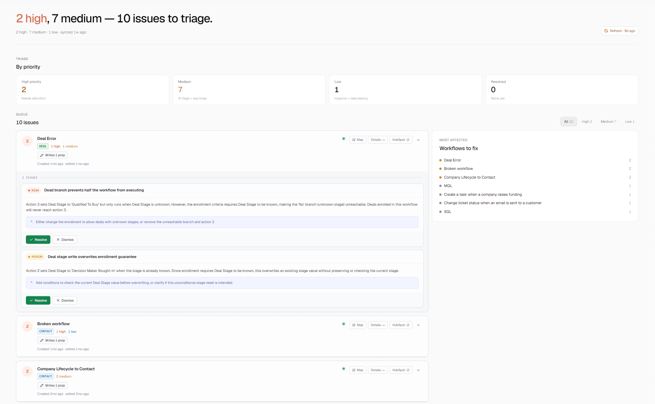 Entflow Cleanup page surfacing property-write collisions and orphaned enrollments